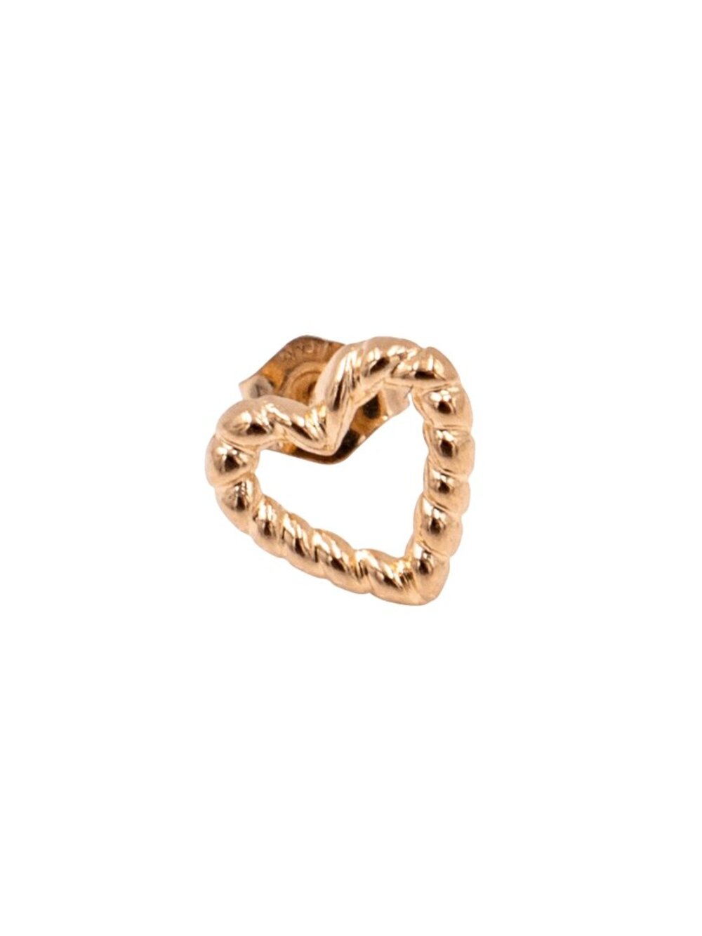14K Yellow Gold Open Heart Single Stud Earring Love Gift